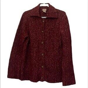L.l. Bean Button Up Wool Blend Large Button Cardigan Sweater